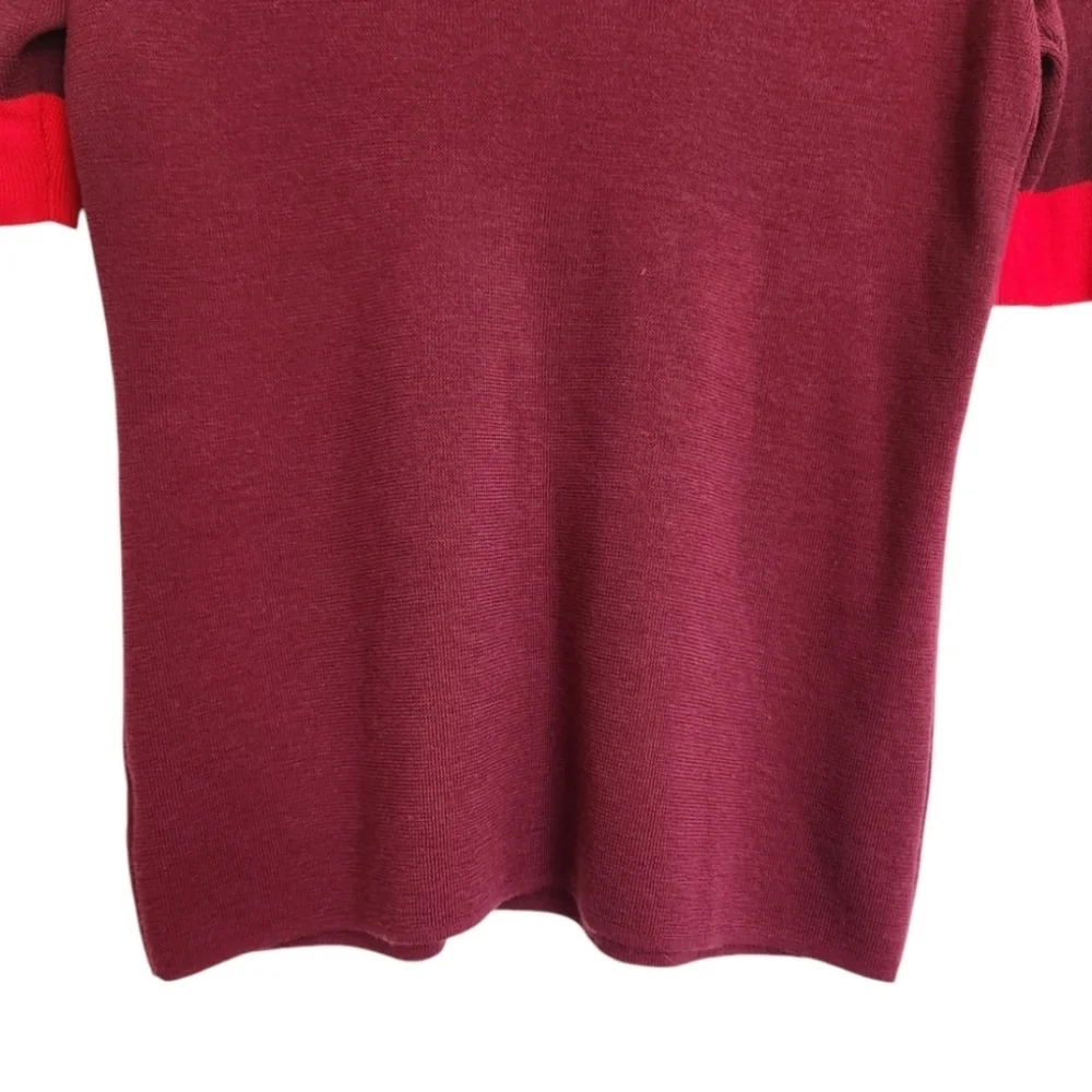 Tory Burch Wool Blend Boatneck Sweater Womens Size Small Colorblock Red Purple